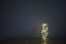 string of lights in a mason jar 