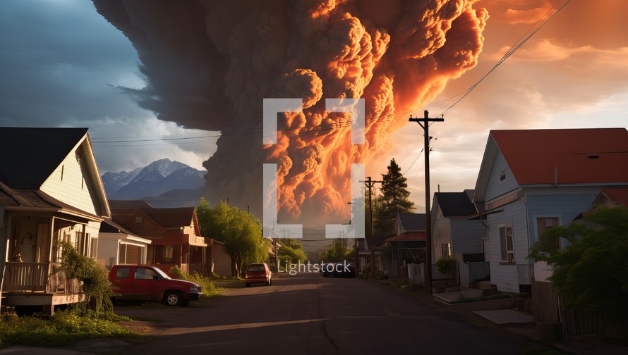  Volcanic Eruption in Suburban Neighborhood