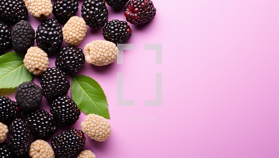 Fresh Blackberries on Pink Background