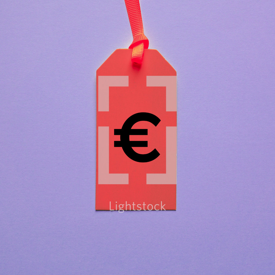 euro symbol on the red price tag