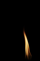 A single flame isolated on black
