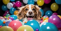 Cute Dog Celebrating Colorful Party