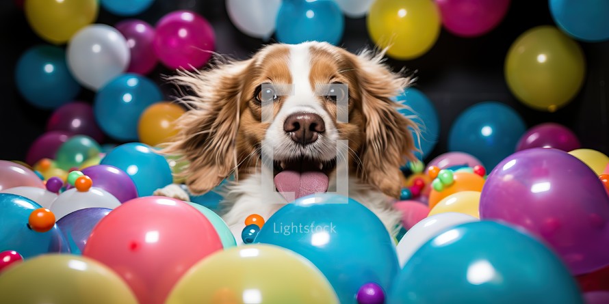 Cute Dog Celebrating Colorful Party