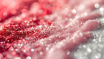 Abstract bokeh background with red and silver sequins. Holiday concept.