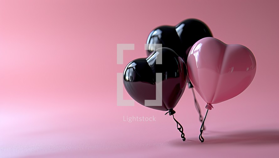  Heart Shaped Balloons on Pink Background