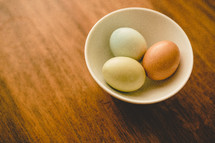 A bowl of eggs for breakfast or a bake sale