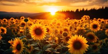  Sunset Glow Over Sunflower Field