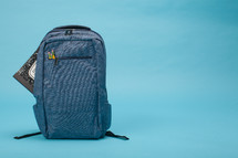blue student book bag 