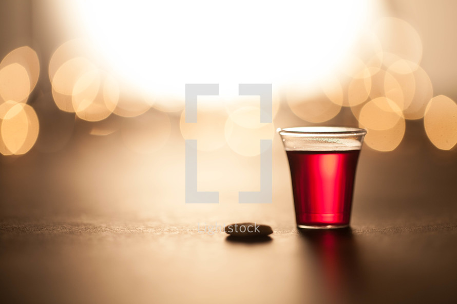 Communion cup and wafer at Christmas time
