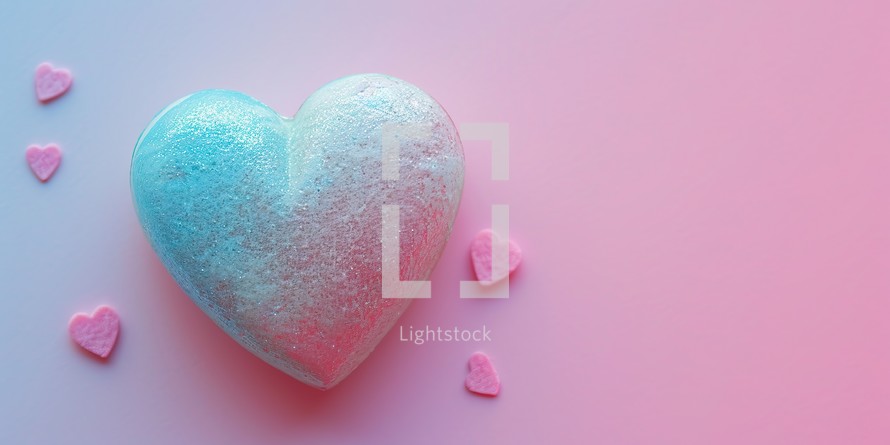 Valentine's day background with hearts on pink and blue background