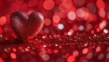 Red heart on bokeh background, valentine's day