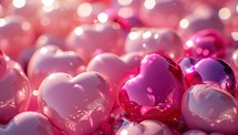 Valentine's day background with pink hearts and bokeh