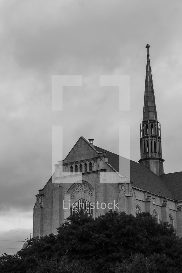 steeple and roof of a cathedral 