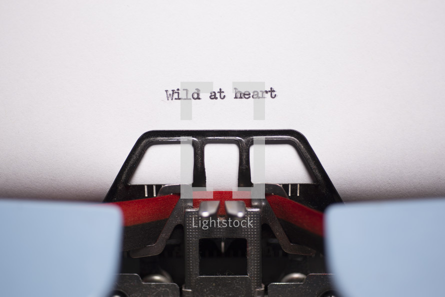 words wild at heart typed on a typewriter 