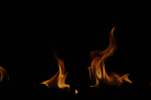 Flames from a fire isolated on black