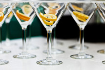 Orange peel in martini glasses