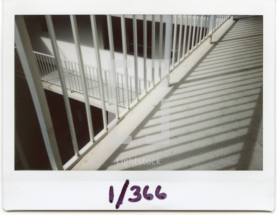 Polaroid of a hotel balcony 