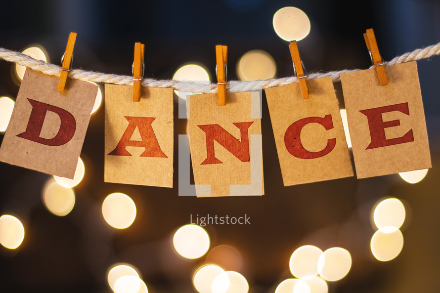 word dance hanging on clothes pins 