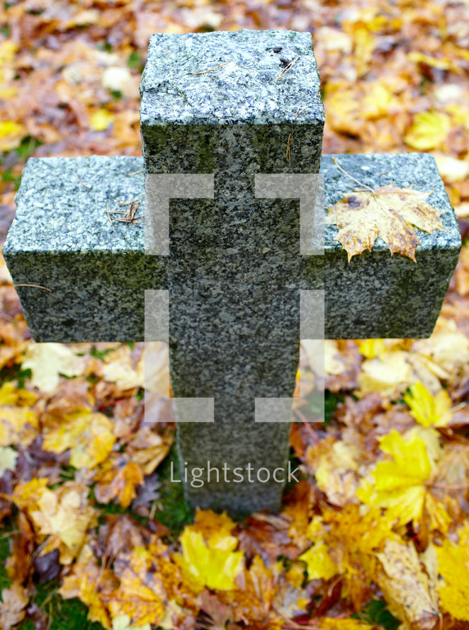 High angle of tombstone cross