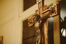 Catholic crucifix cross in a church.