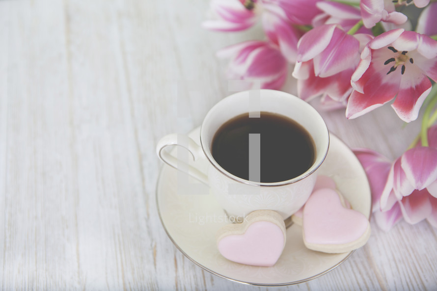 Sweet Floral Morning Coffee Background