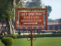 pure and safe drinking water sign