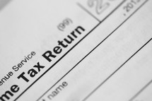 close up of a paper Tax Return.