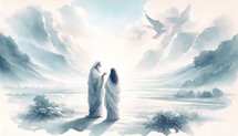 Promise of Isaac. Old Testament. Watercolor Biblical Illustration