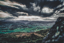 dramatic sky over a valley 