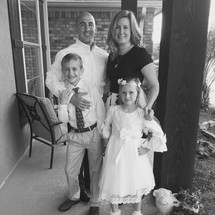 A family portrait before children's first communion 