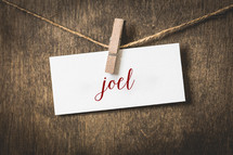 word joel hanging on a clothesline 