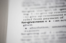 Definition of "forgiveness" in a dictionary.