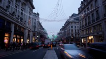 Day to night time-lapse of Regent street with Christmas lights at Christmas