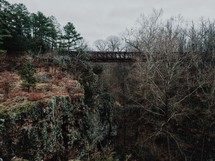 train bridge over a deep ravine 