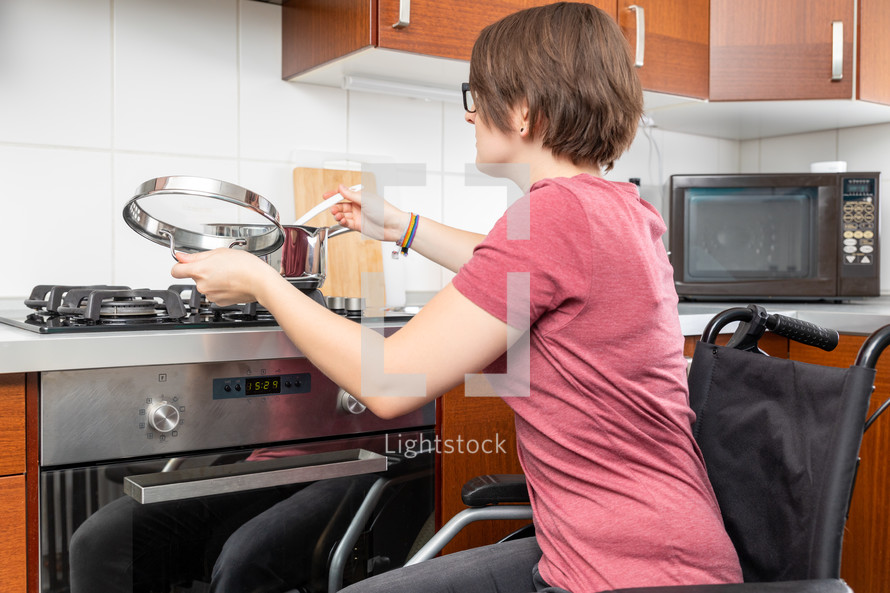 disabled woman cooking 