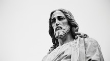  Statue of Jesus Christ. Black and white photography