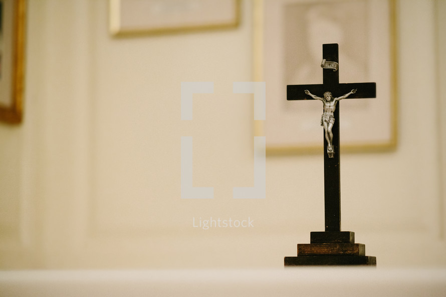 Crucifix cross in a catholic church.
