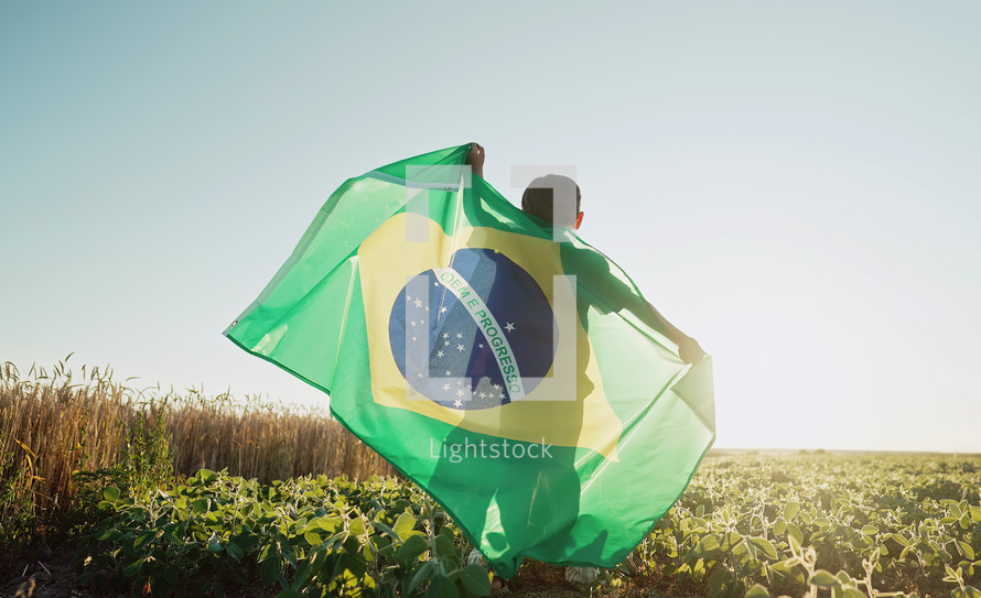 Brazilian little kid with flag