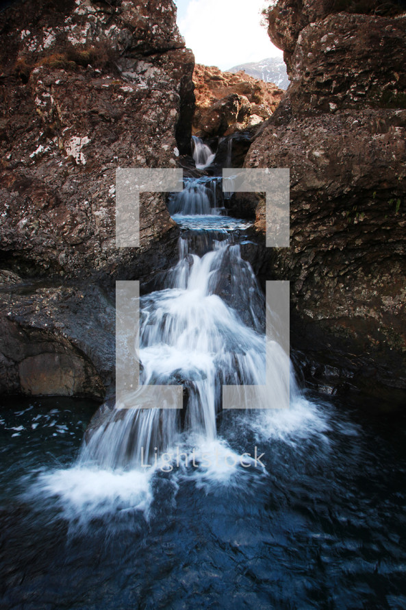 flowing water in a waterfall 