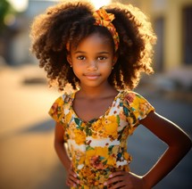 An 8-year-old African girl gazes into the camera