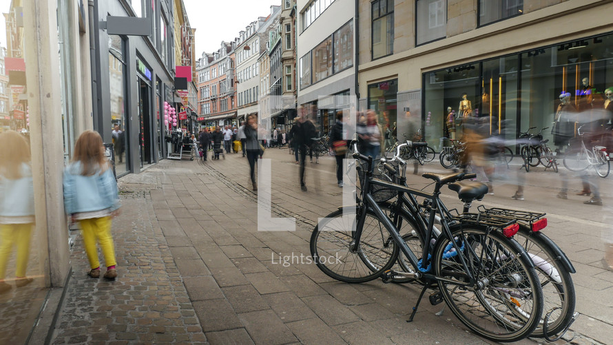 Child walks along street in Copenhagen