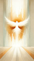 Abstract background with white dove and rays of light, digitally generated image.