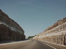 highway cut into a mountain 