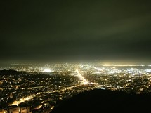 A view of a large city at night.