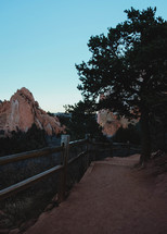 path and red rock mountains 