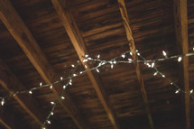 strings of light in the rafters 