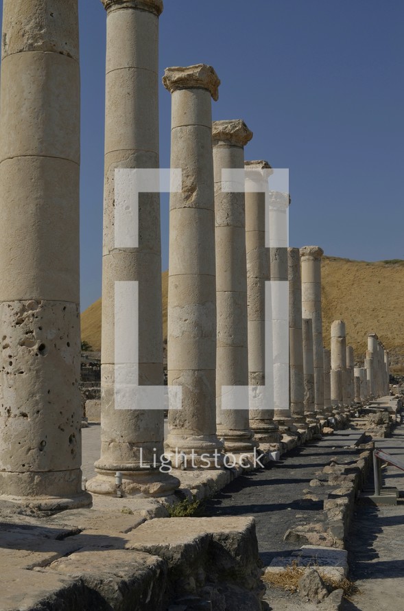 Excavated Roman columns at Beth-Shean