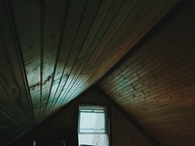 wood planks on a ceiling 