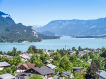 view of a homes along a lake shore in Austria 