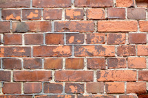 Macro shot of the red brick wall